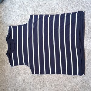 Goodthreads blue and white striped cotton mockneck sleeveless shirt size…